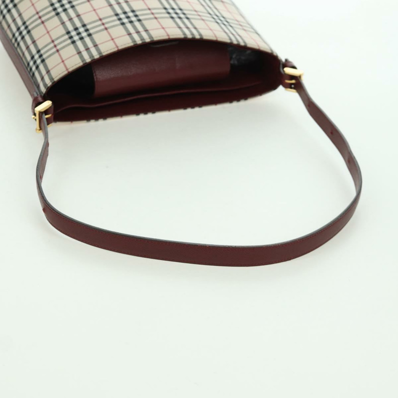 【日本直送】BURBERRY Nova 格紋肩背包帆布皮革米色金色酒紅色正品 am11153V-6