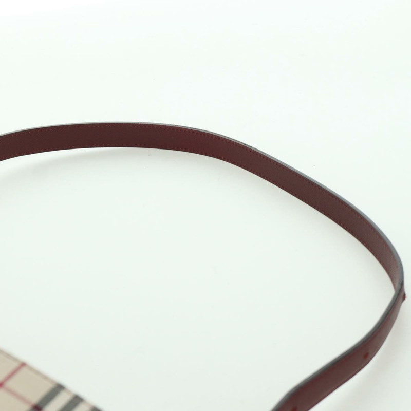 【日本直送】BURBERRY Nova 格紋肩背包帆布皮革米色金色酒紅色正品 am11153V-8