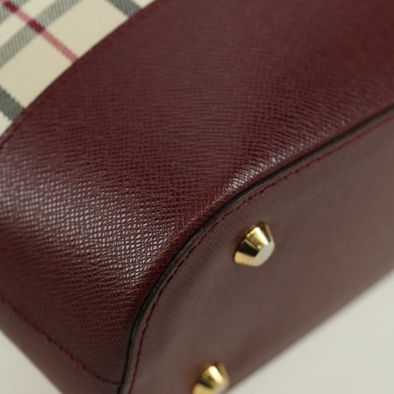 【日本直送】BURBERRY Nova 格紋肩背包帆布皮革米色金色酒紅色正品 am11153V-9