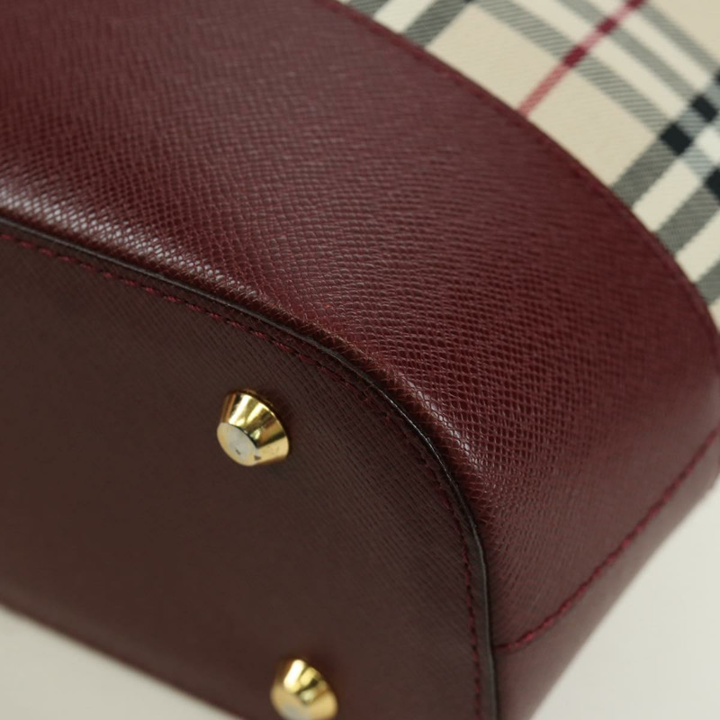 【日本直送】BURBERRY Nova 格紋肩背包帆布皮革米色金色酒紅色正品 am11153V-13