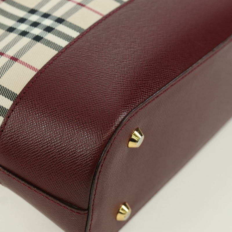 【日本直送】BURBERRY Nova 格紋肩背包帆布皮革米色金色酒紅色正品 am11153V-14