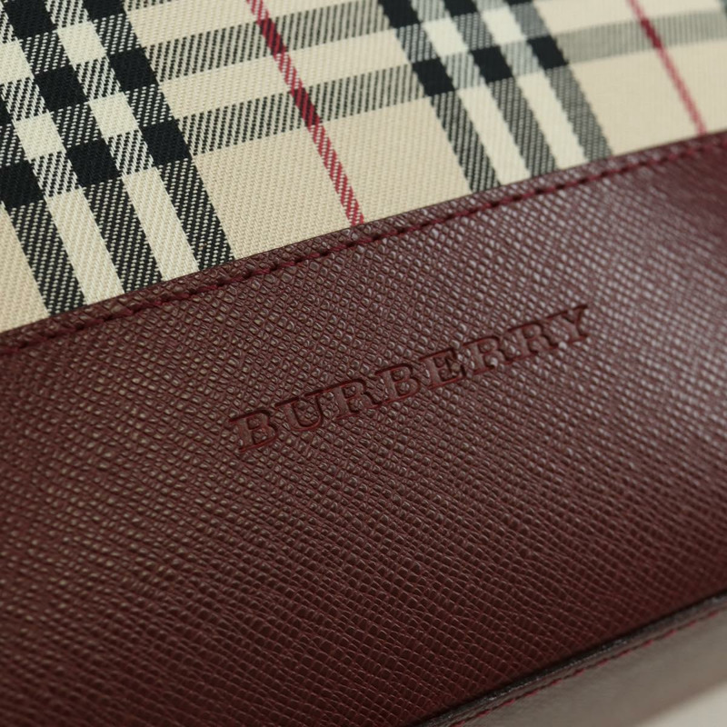 【日本直送】BURBERRY Nova 格紋肩背包帆布皮革米色金色酒紅色正品 am11153V-16