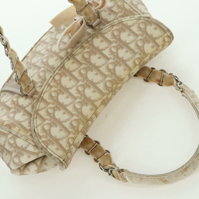 【日本直送】Christian Dior Trotter帆布浪漫鏈條包 PVC 米色銀色 正品 am11148V-5