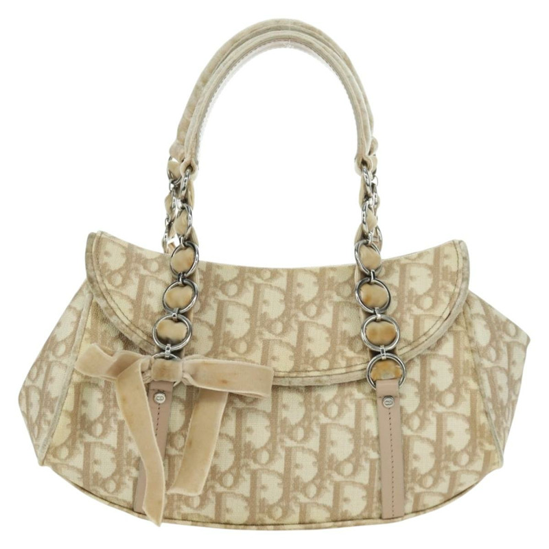 【日本直送】Christian Dior Trotter帆布浪漫鏈條包 PVC 米色銀色 正品 am11148V-12