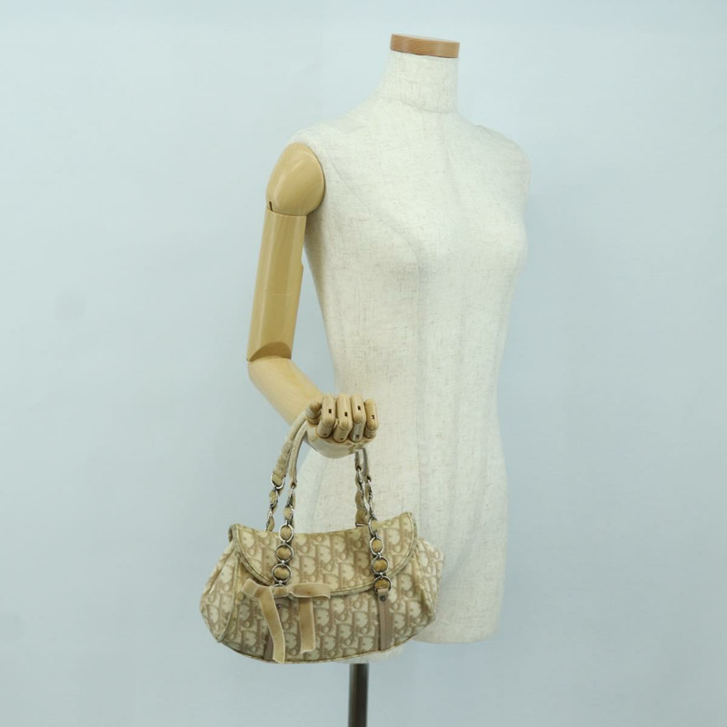 【日本直送】Christian Dior Trotter帆布浪漫鏈條包 PVC 米色銀色 正品 am11148V-25