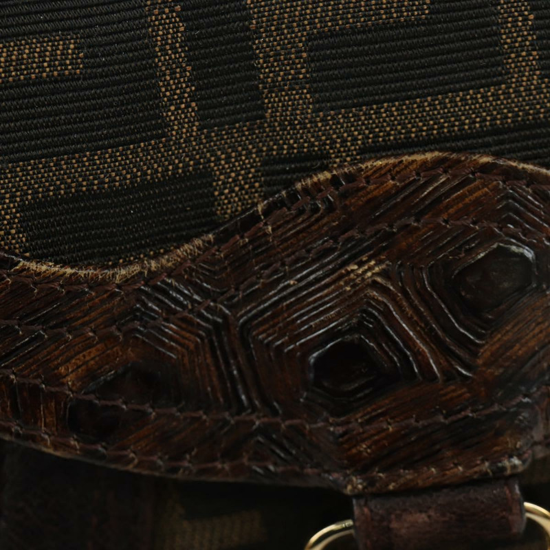 【日本直送】FENDI Zucca帆布間諜包手提包皮革黑色金色正品 am11142V-8