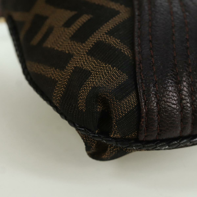 【日本直送】FENDI Zucca帆布間諜包手提包皮革黑色金色正品 am11142V-14