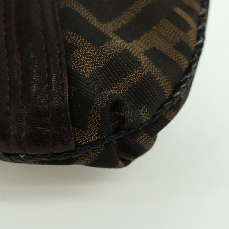 【日本直送】FENDI Zucca帆布間諜包手提包皮革黑色金色正品 am11142V-15