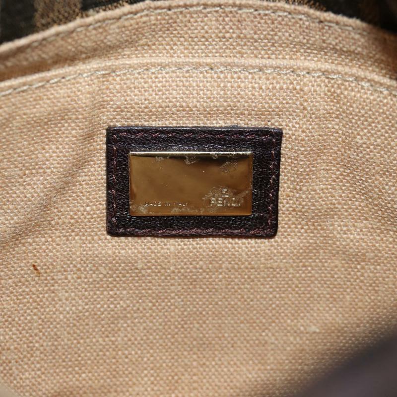 【日本直送】FENDI Zucca帆布間諜包手提包皮革黑色金色正品 am11142V-20
