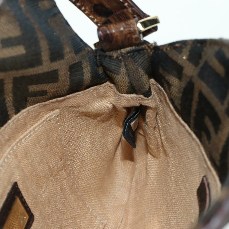 【日本直送】FENDI Zucca帆布間諜包手提包皮革黑色金色正品 am11142V-22