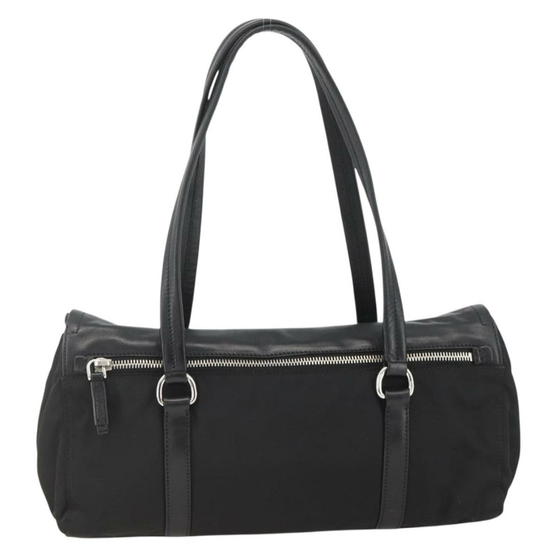 【日本直送】PRADA 尼龍皮革手提包 黑色 銀色 正品 BAZ535V-1
