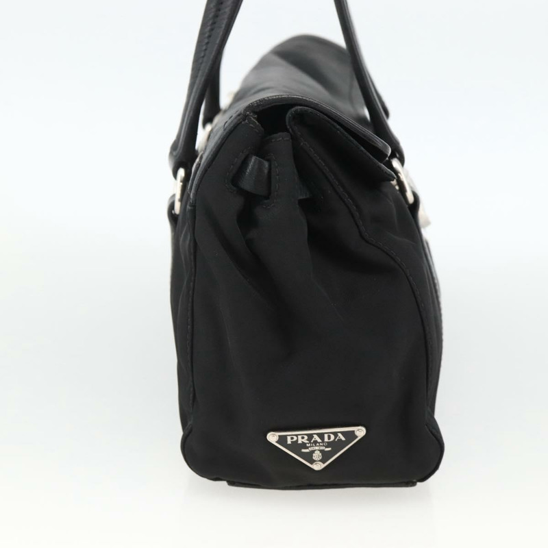 【日本直送】PRADA 尼龍皮革手提包 黑色 銀色 正品 BAZ535V-2