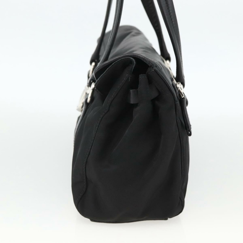 【日本直送】PRADA 尼龍皮革手提包 黑色 銀色 正品 BAZ535V-3