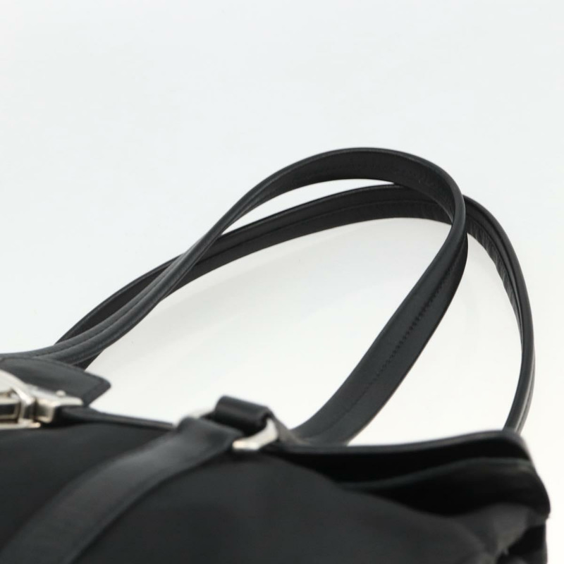 【日本直送】PRADA 尼龍皮革手提包 黑色 銀色 正品 BAZ535V-13