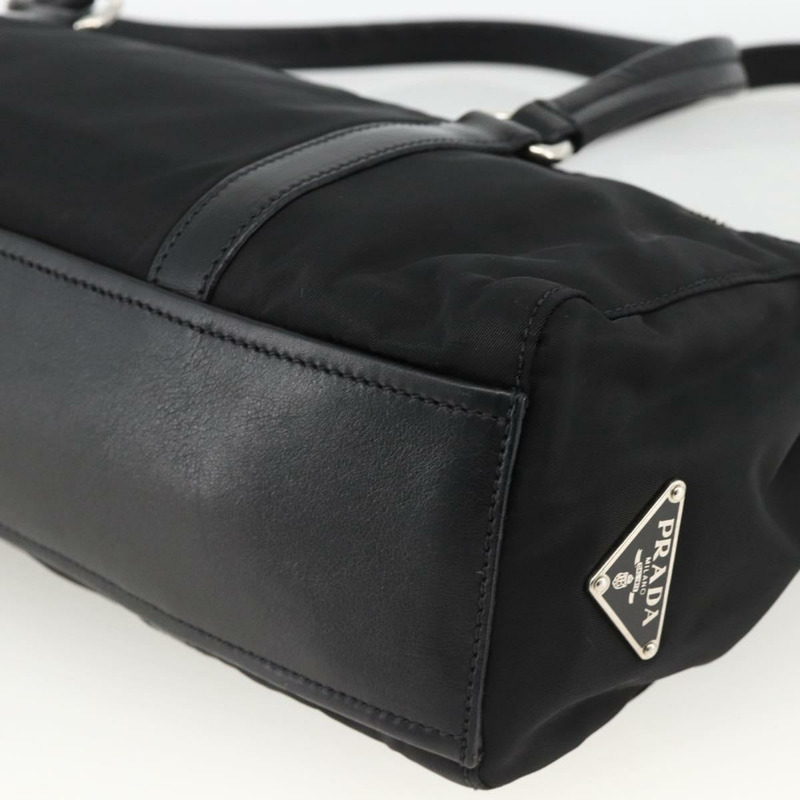 【日本直送】PRADA 尼龍皮革手提包 黑色 銀色 正品 BAZ535V-15