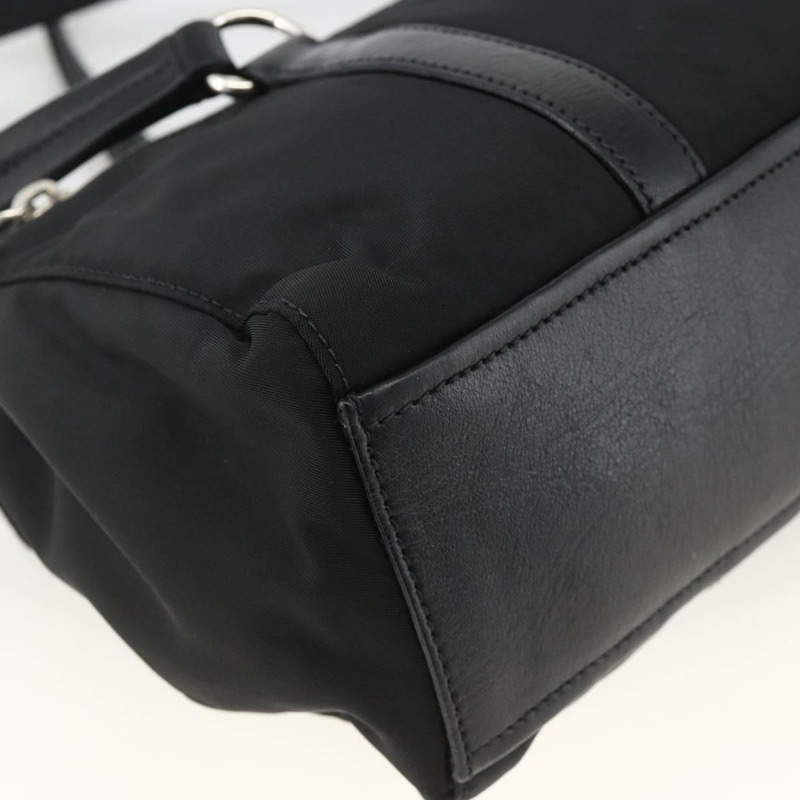 【日本直送】PRADA 尼龍皮革手提包 黑色 銀色 正品 BAZ535V-16