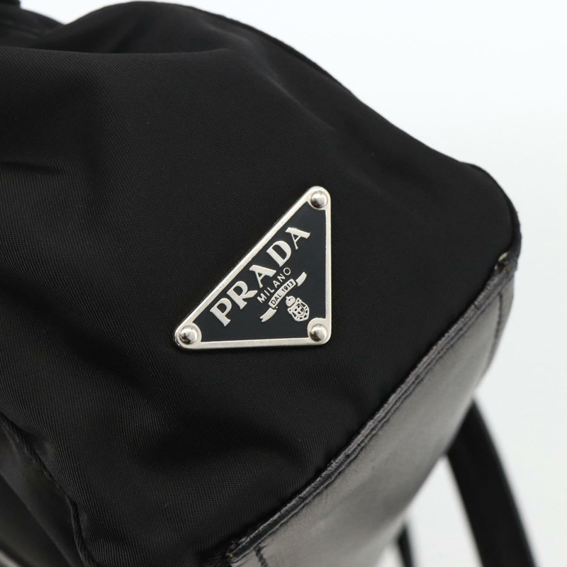 【日本直送】PRADA 尼龍皮革手提包 黑色 銀色 正品 BAZ535V-17