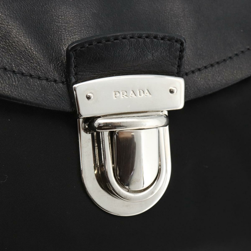 【日本直送】PRADA 尼龍皮革手提包 黑色 銀色 正品 BAZ535V-18