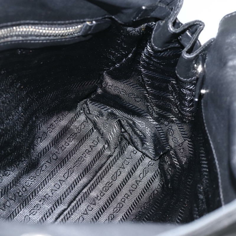 【日本直送】PRADA 尼龍皮革手提包 黑色 銀色 正品 BAZ535V-20