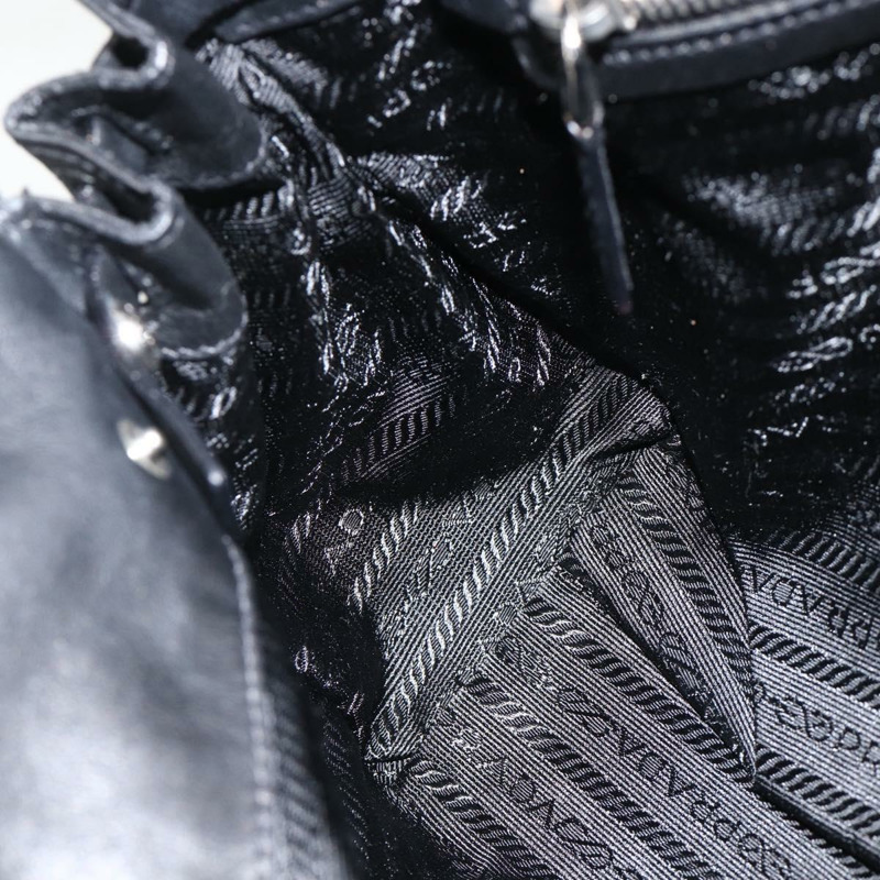 【日本直送】PRADA 尼龍皮革手提包 黑色 銀色 正品 BAZ535V-21