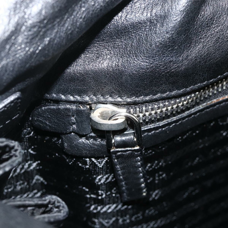 【日本直送】PRADA 尼龍皮革手提包 黑色 銀色 正品 BAZ535V-22