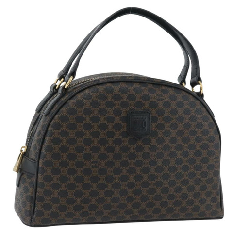 CELINE Macadam帆布手提包 PVC皮革 黑色金色 正品 SW2171A