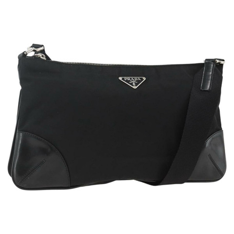 PRADA 肩背包 尼龍 銀黑 正品 SW2179A