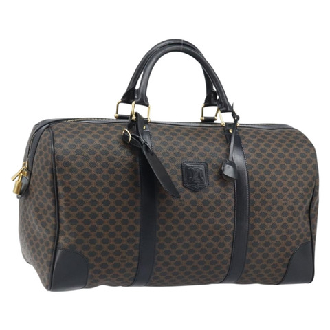 CELINE Macadam帆布手提包 PVC皮革 黑色金色 正品 SW2168A