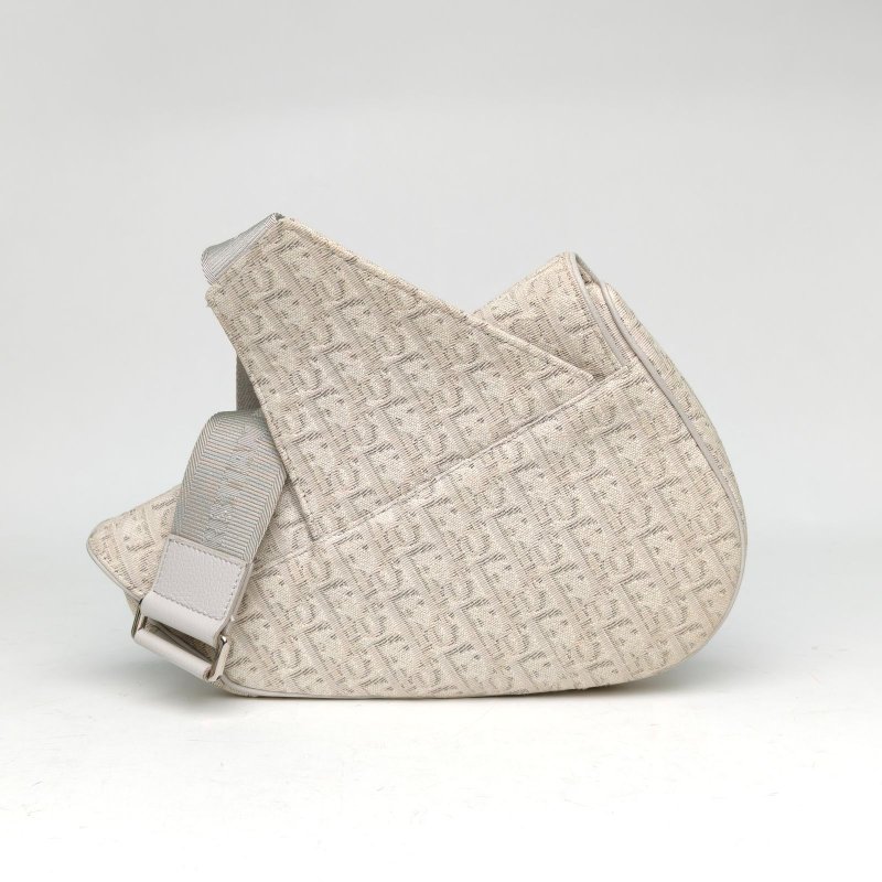 DIOR SADDLE馬鞍胸包米白色帆布銀扣2020Oblique印花肩背包-2