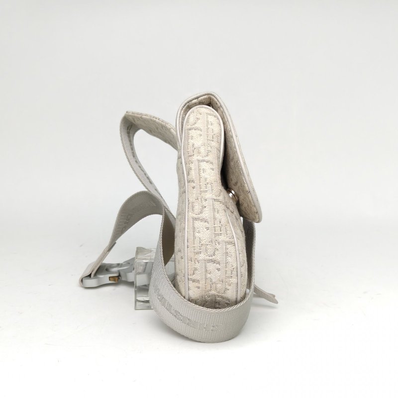 DIOR SADDLE馬鞍胸包米白色帆布銀扣2020Oblique印花肩背包-3