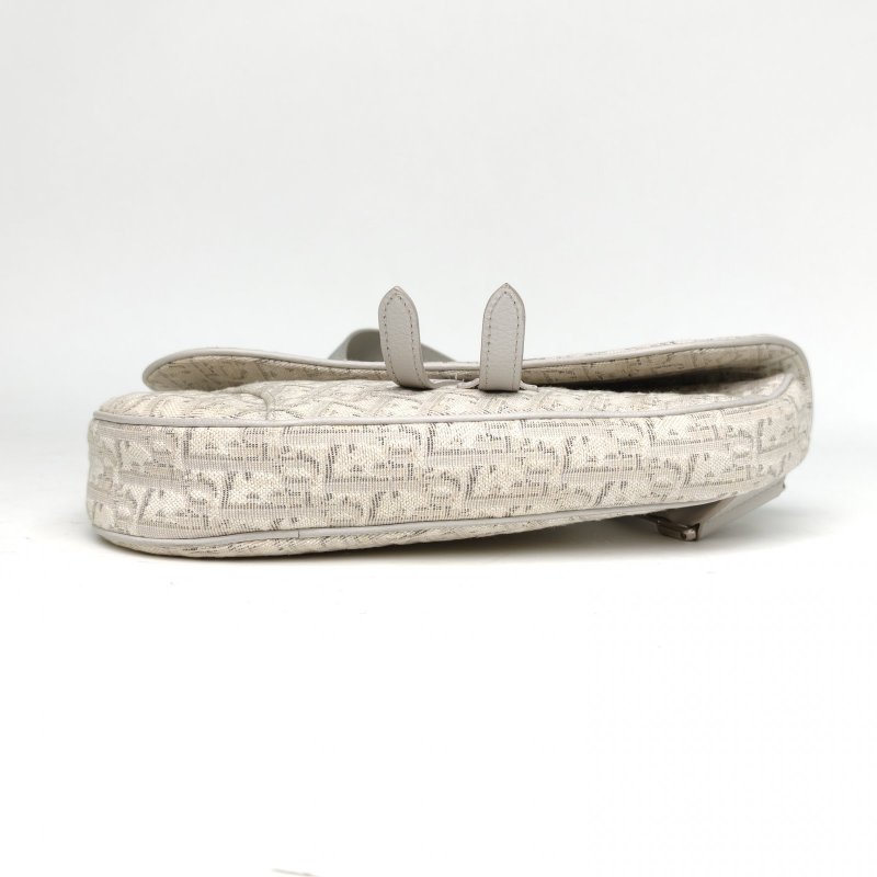 DIOR SADDLE馬鞍胸包米白色帆布銀扣2020Oblique印花肩背包-4