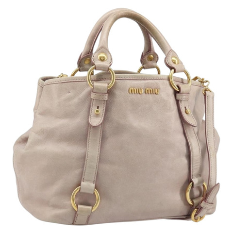 Miu Miu 手提包 皮革 兩用 粉金配色 正品 BAZ142M