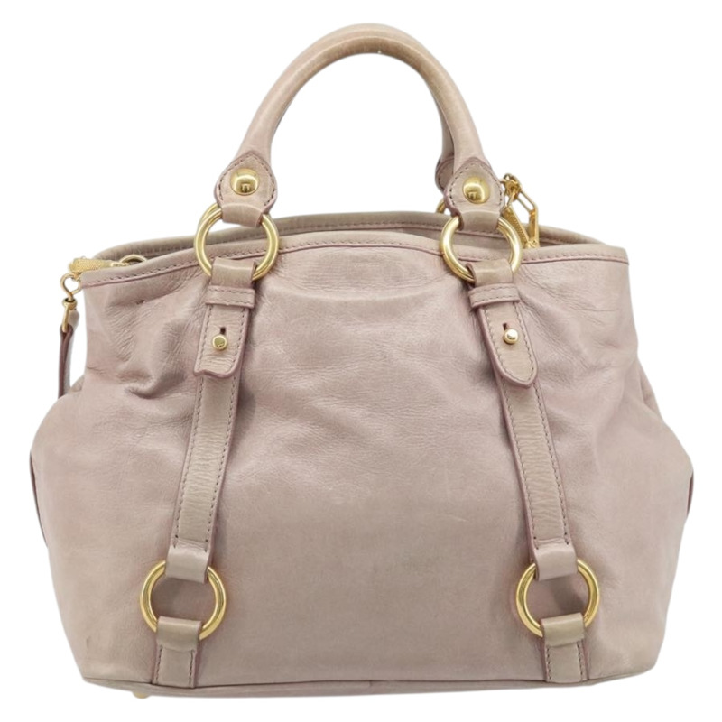 【日本直送】Miu Miu 手提包 皮革 兩用 粉金配色 正品 BAZ142M-1
