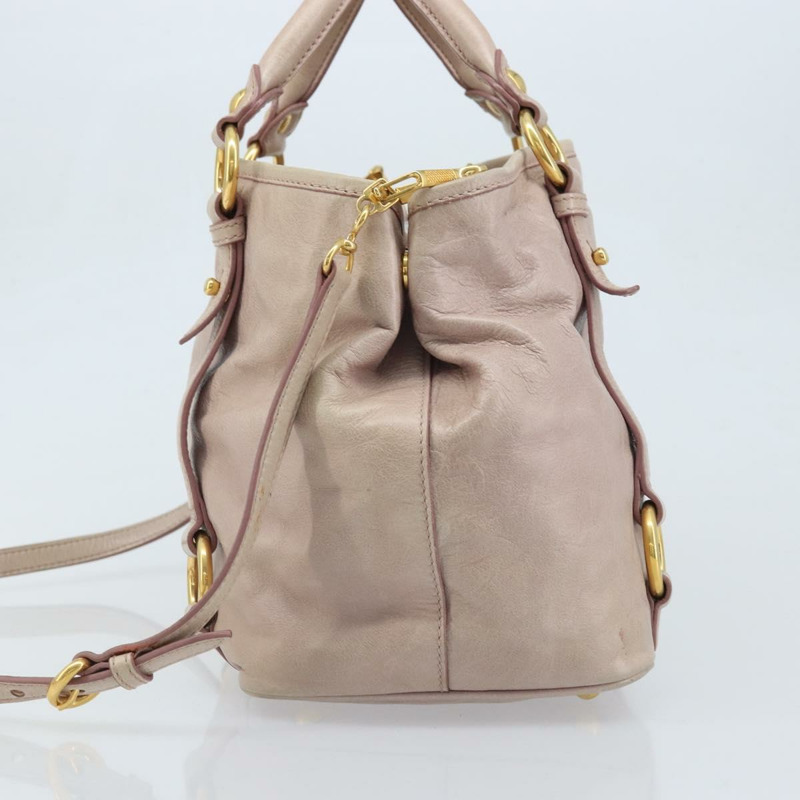 【日本直送】Miu Miu 手提包 皮革 兩用 粉金配色 正品 BAZ142M-2