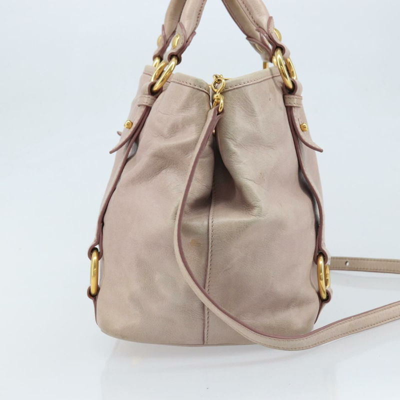 【日本直送】Miu Miu 手提包 皮革 兩用 粉金配色 正品 BAZ142M-3