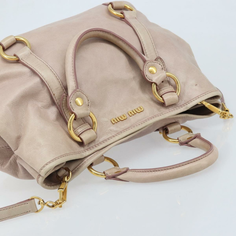 【日本直送】Miu Miu 手提包 皮革 兩用 粉金配色 正品 BAZ142M-5
