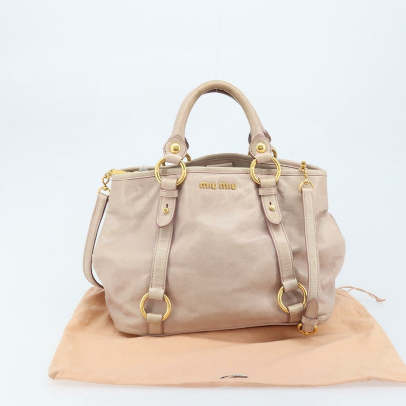 【日本直送】Miu Miu 手提包 皮革 兩用 粉金配色 正品 BAZ142M-11
