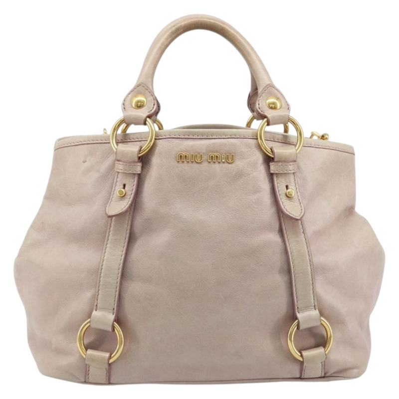 【日本直送】Miu Miu 手提包 皮革 兩用 粉金配色 正品 BAZ142M-12