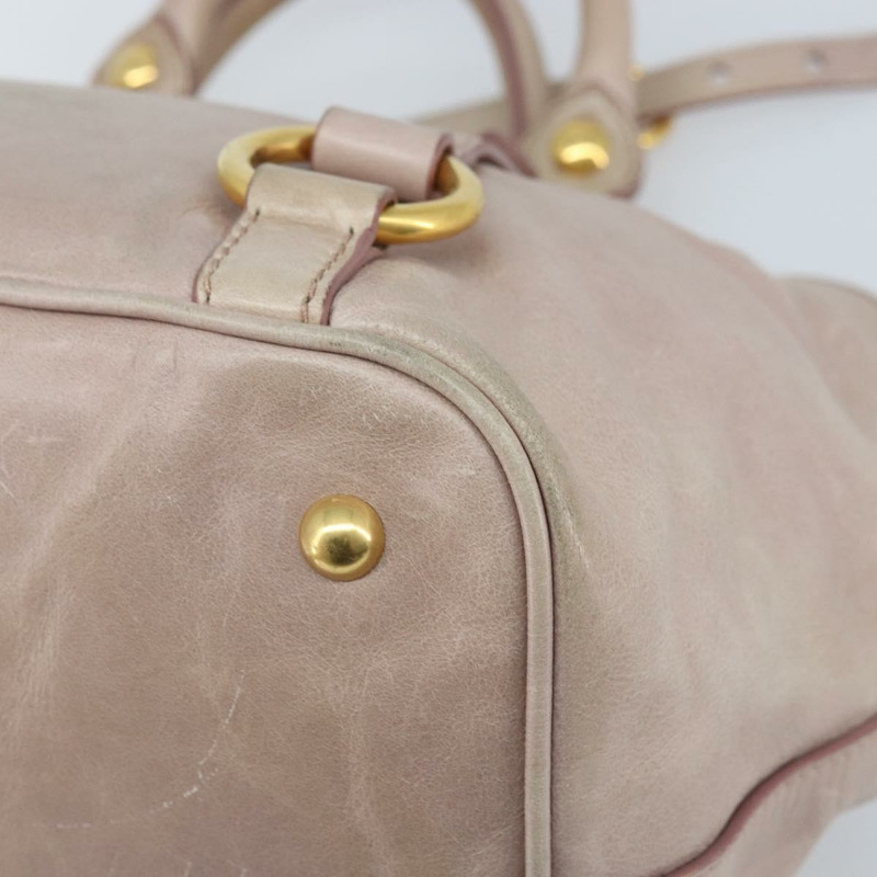 【日本直送】Miu Miu 手提包 皮革 兩用 粉金配色 正品 BAZ142M-16