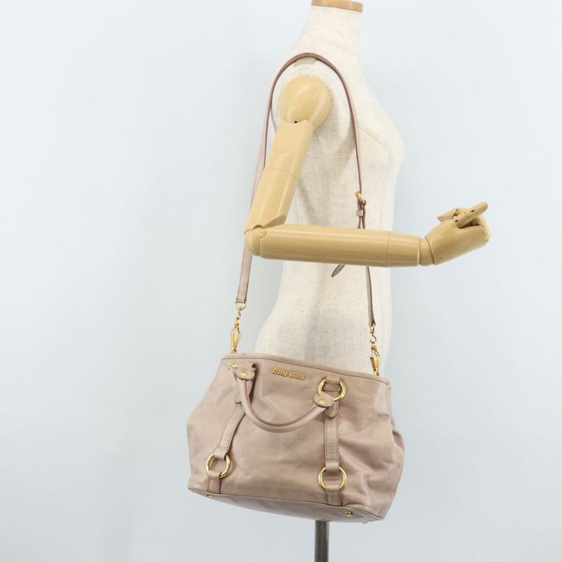 【日本直送】Miu Miu 手提包 皮革 兩用 粉金配色 正品 BAZ142M-25