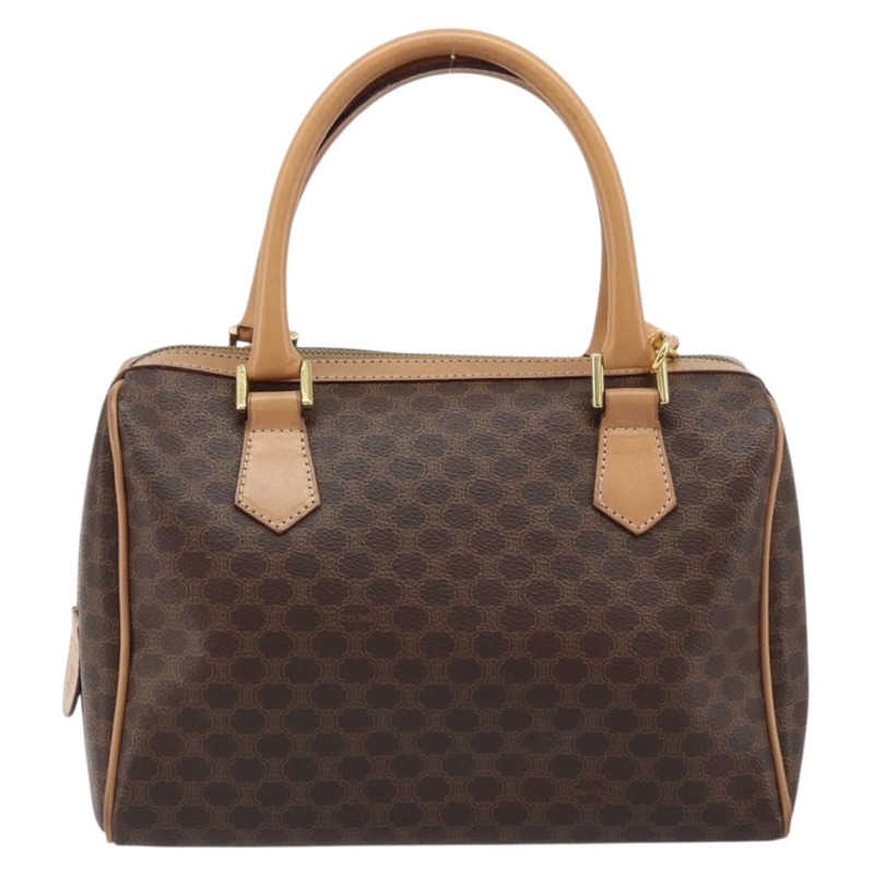 【日本直送】CELINE Macadam帆布手提包 PVC皮革 2way Brown Gold Auth BAZ164A-1