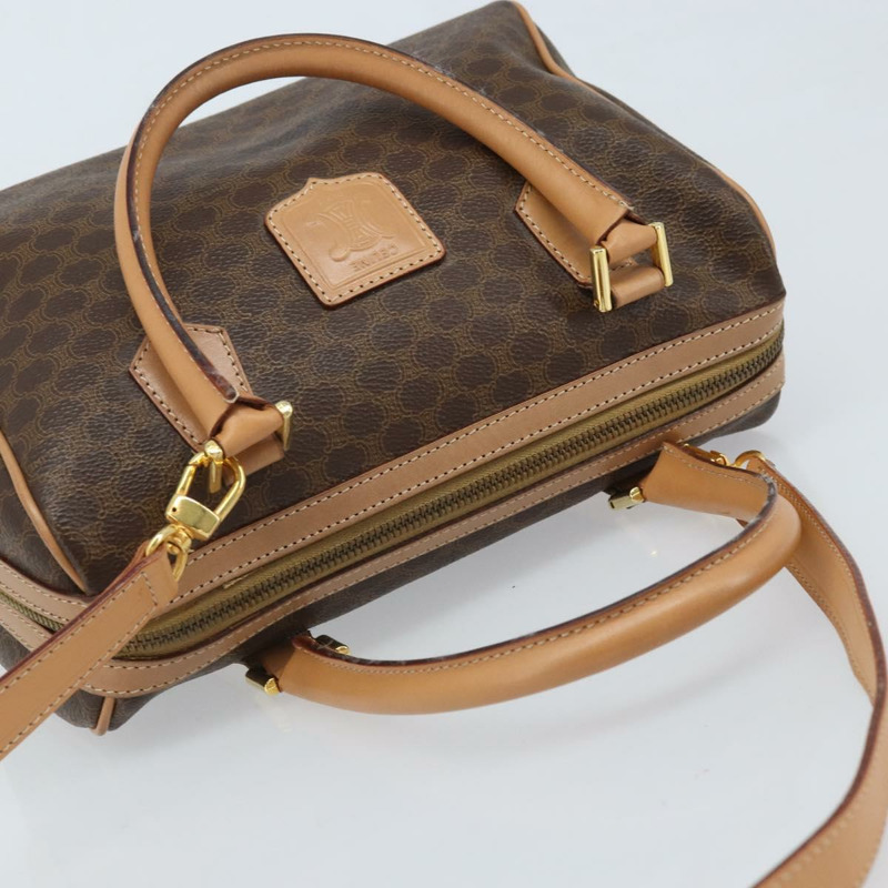 【日本直送】CELINE Macadam帆布手提包 PVC皮革 2way Brown Gold Auth BAZ164A-5