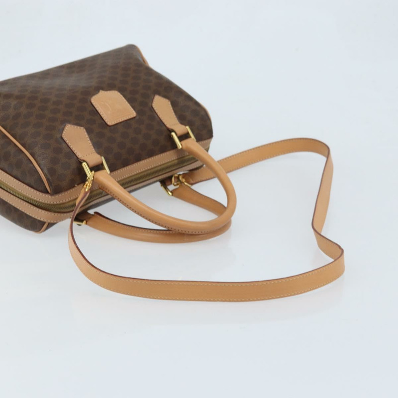 【日本直送】CELINE Macadam帆布手提包 PVC皮革 2way Brown Gold Auth BAZ164A-7