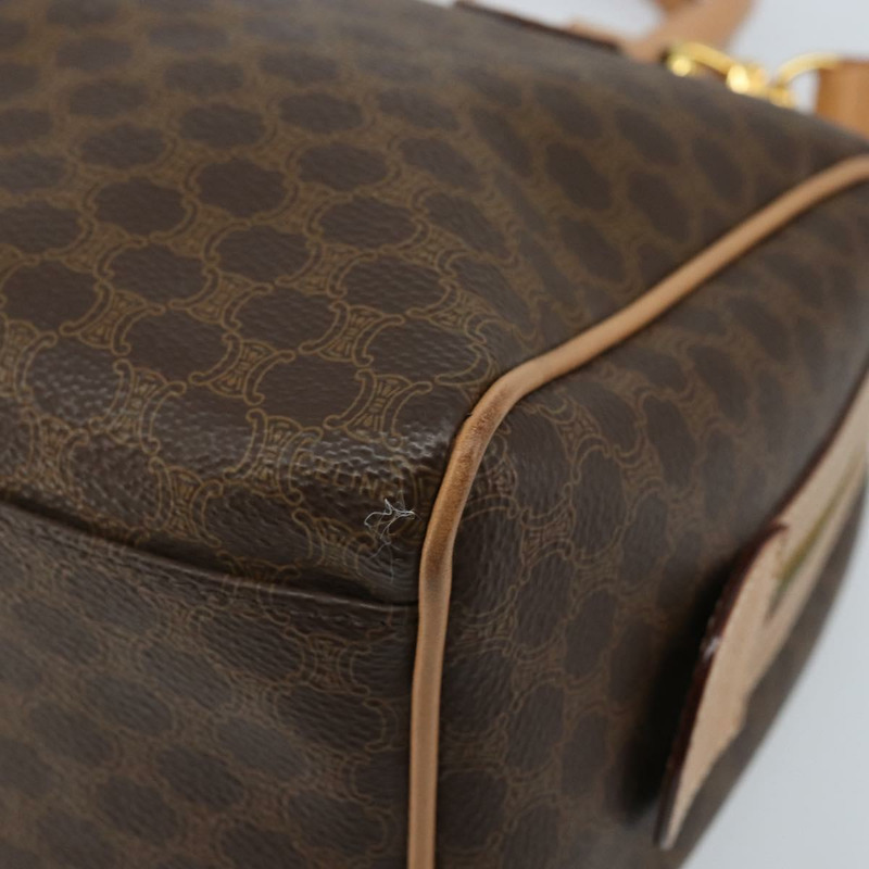 【日本直送】CELINE Macadam帆布手提包 PVC皮革 2way Brown Gold Auth BAZ164A-8