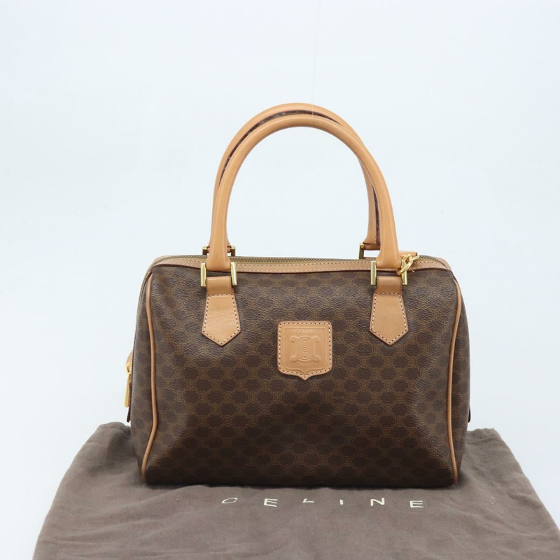 【日本直送】CELINE Macadam帆布手提包 PVC皮革 2way Brown Gold Auth BAZ164A-11