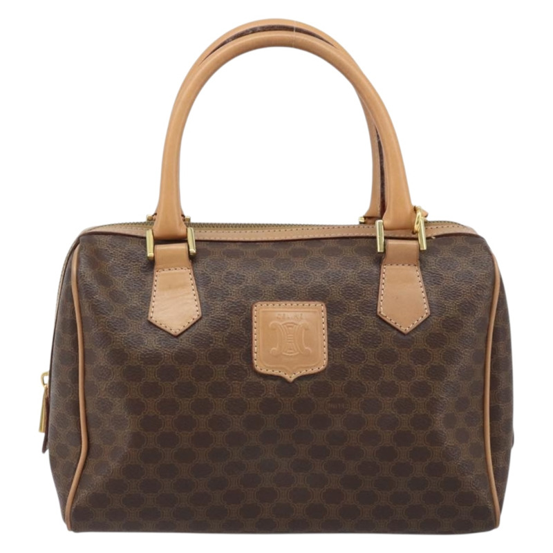 【日本直送】CELINE Macadam帆布手提包 PVC皮革 2way Brown Gold Auth BAZ164A-12