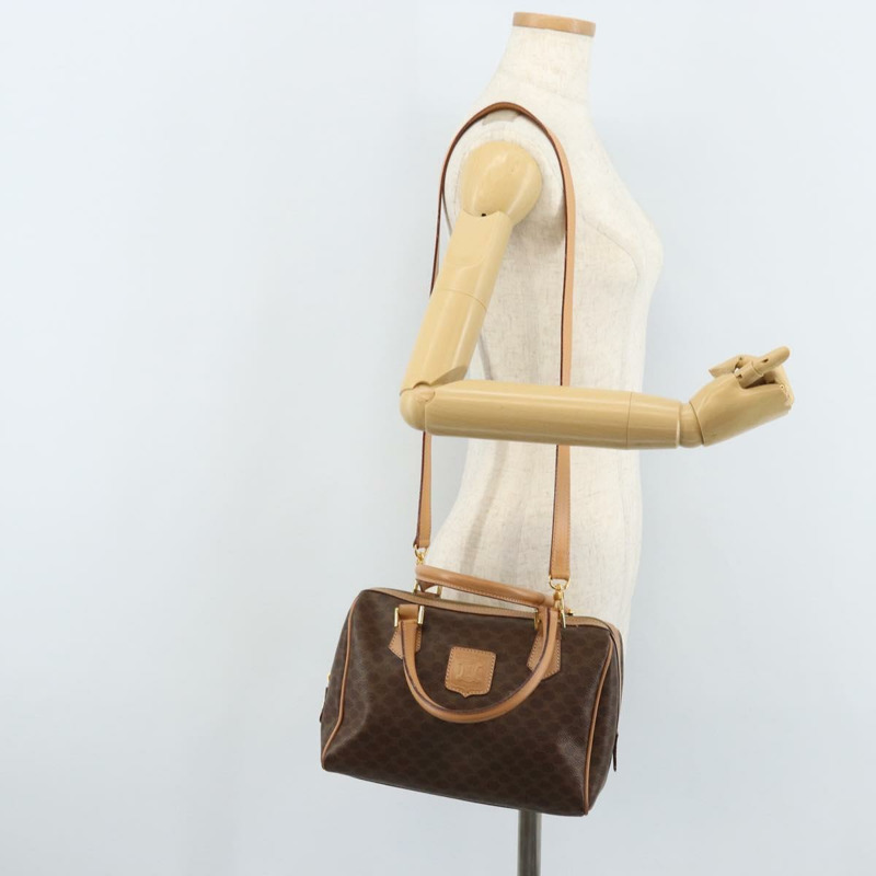 【日本直送】CELINE Macadam帆布手提包 PVC皮革 2way Brown Gold Auth BAZ164A-23