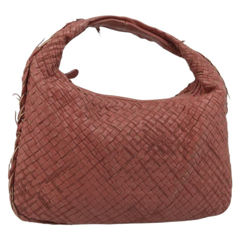 BOTTEGA VENETA INTRECCIATO Hobo 肩背包 皮革 紅色 銀色 正品 BAZ107A