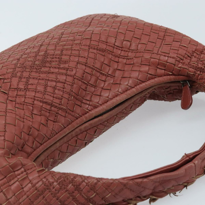 【日本直送】BOTTEGA VENETA INTRECCIATO Hobo 肩背包 皮革 紅色 銀色 正品 BAZ107A-5