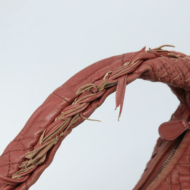 【日本直送】BOTTEGA VENETA INTRECCIATO Hobo 肩背包 皮革 紅色 銀色 正品 BAZ107A-8